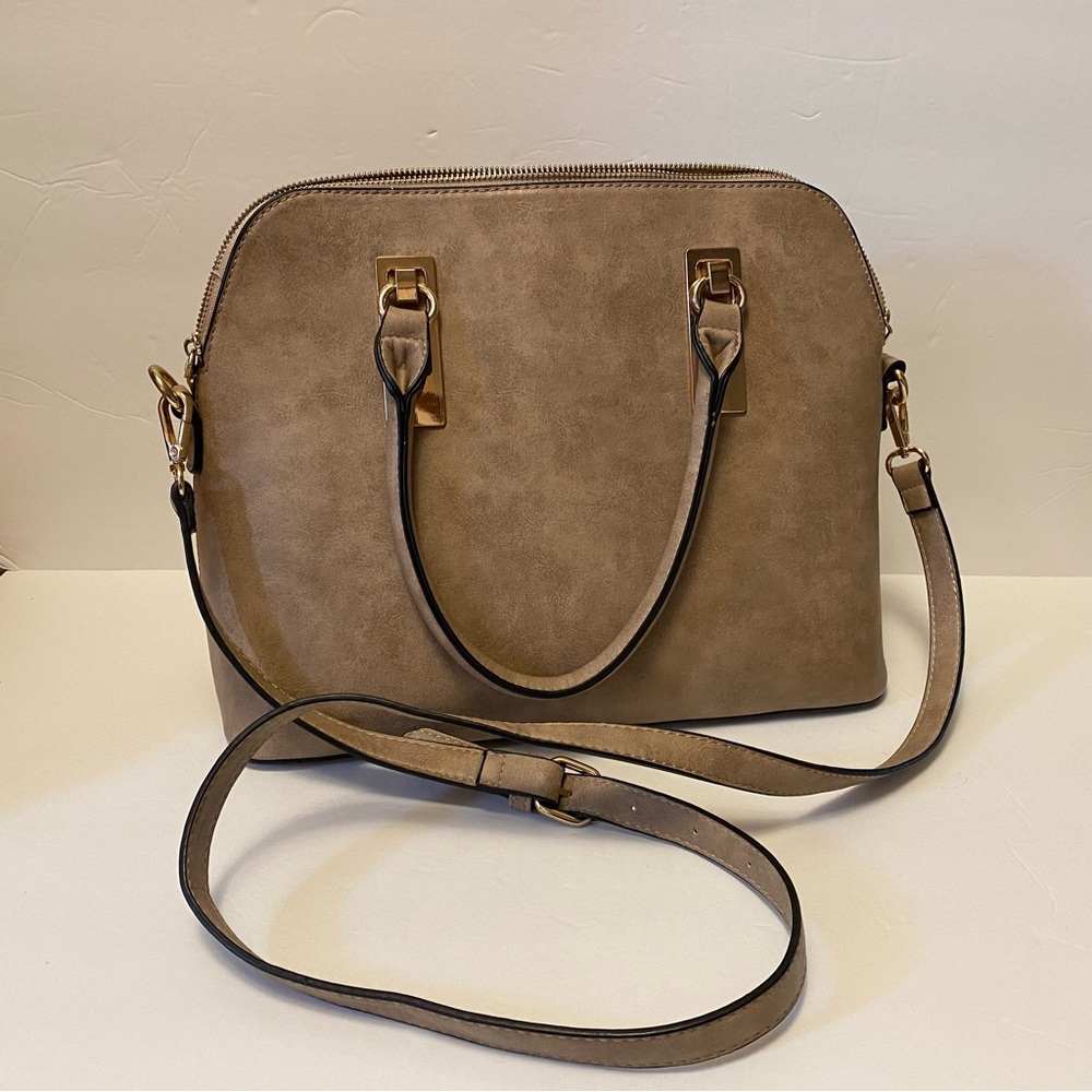 Tan Dome Satchel Purse with Good Accents
